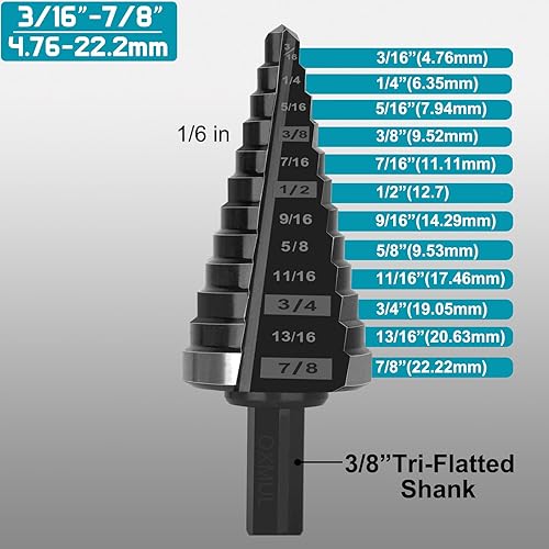 Miniatura 2 de Broca escalonada M35 para metal, 316 a 78, brocas de cobalto, extra resistente para acero inoxidable, acero duro, metal suave, aluminio, madera,