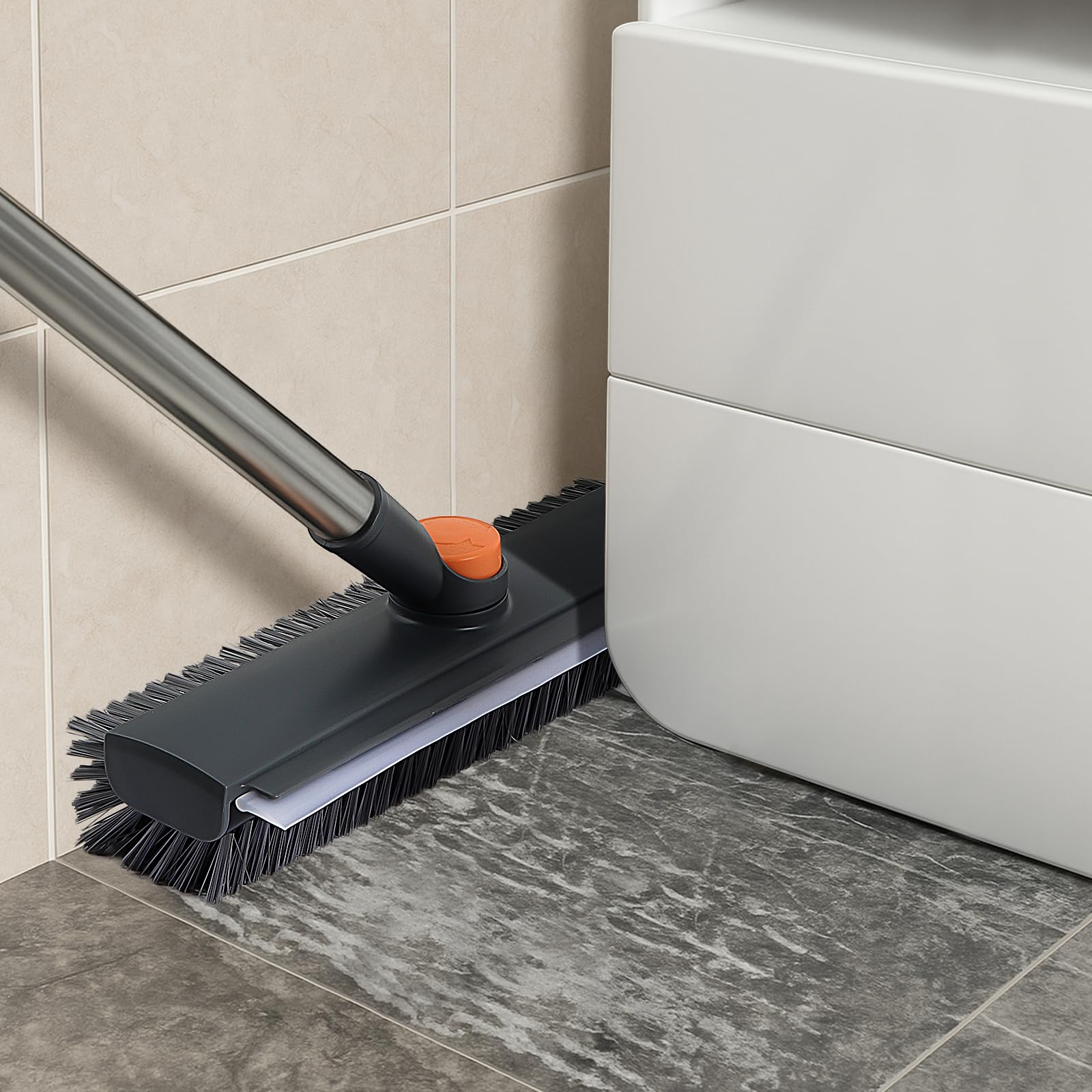 INCIKITI Spazzola per pavimenti resistente con manico – Spazzola 3 in 1 per tappeti con testa rotante a 360°, spazzola per pavimenti con setole angolate regolabili, spazzola per pavimenti per pulizia