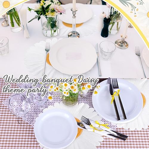 Miniatura 10 de Juego de 6 manteles individuales bordados con margaritas de 14 pulgadas, de algodón, lavables, para decoración de cocina, granja, boda, baby shower