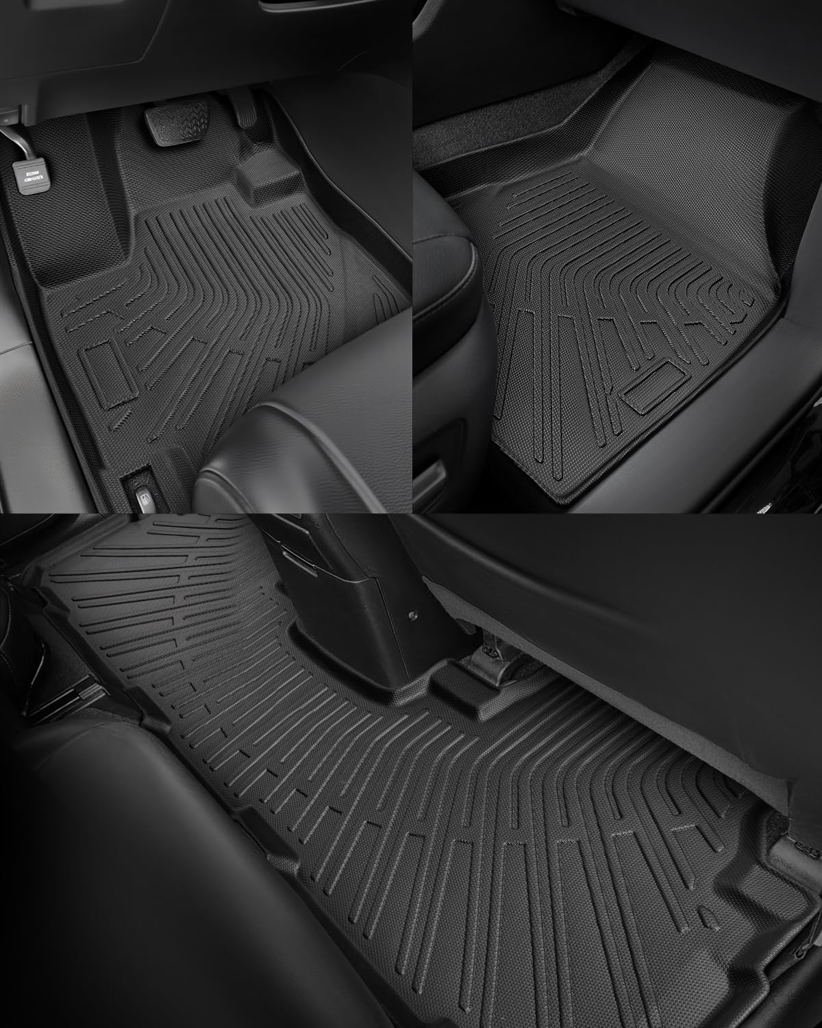 Car Floor Mats for Toyota Highlander: 2008-2013 Accessories (Non Hybrid), Backrest Mats, Cargo Liner, Front 2nd 3rd Row Floor Mats All Weather TPE for Highlander 2013 2012 2011 2010 2009 2008 Full Set - Image 3