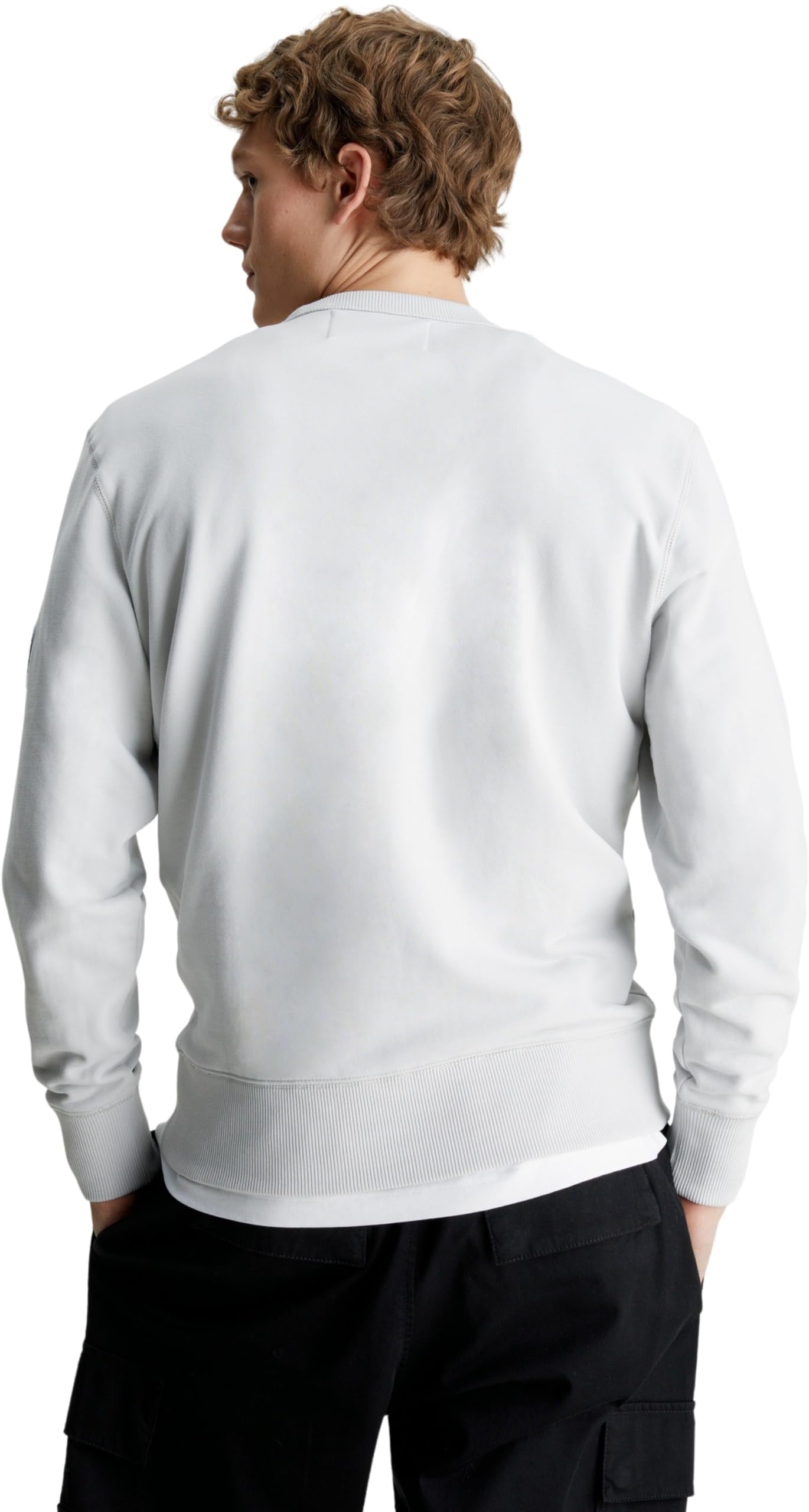 Calvin Klein Herren Sweatshirt Badge Crew Neck aus Baumwolle, Grau (Lunar Rock), XS – Ansicht 2