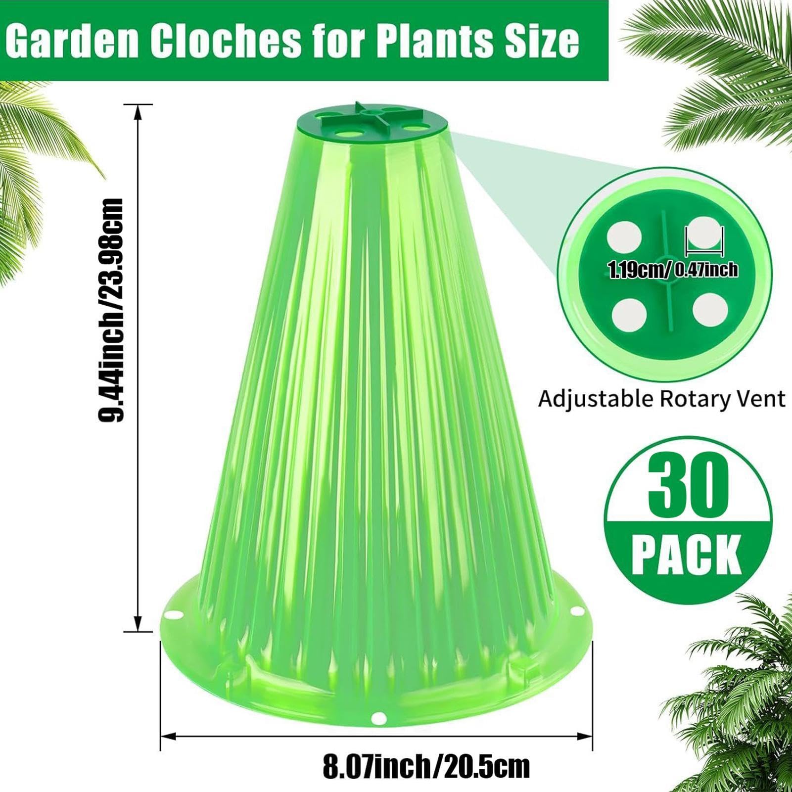 Cloches da giardino, cloche di piante - Cloche di barattolo a campana trasparente per piantine di piante | 30x cloche di barattolo a campana trasparente con protezione resistente al clima della copert