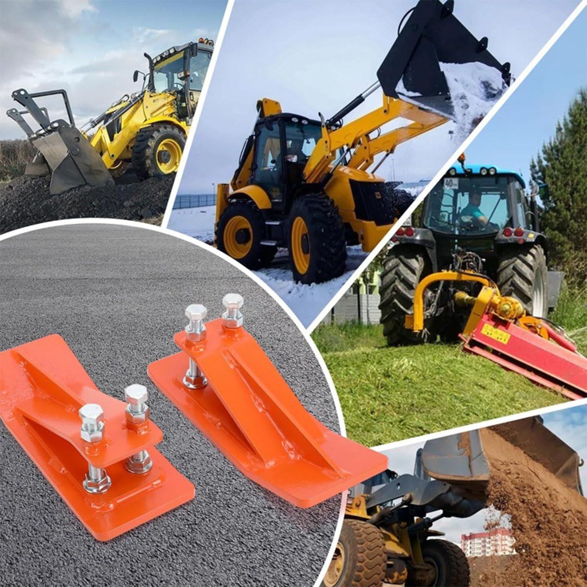 Traktor-Eimer-Schutz, 11,4 cm breiter Skid-Kantenschutz, Skid-Lenker-Aufsätze mit 10 mm Stahl und rutschfestem Doppelbolzenschloss, Schneeschaufel-Aufsätze, 6-teiliges Set