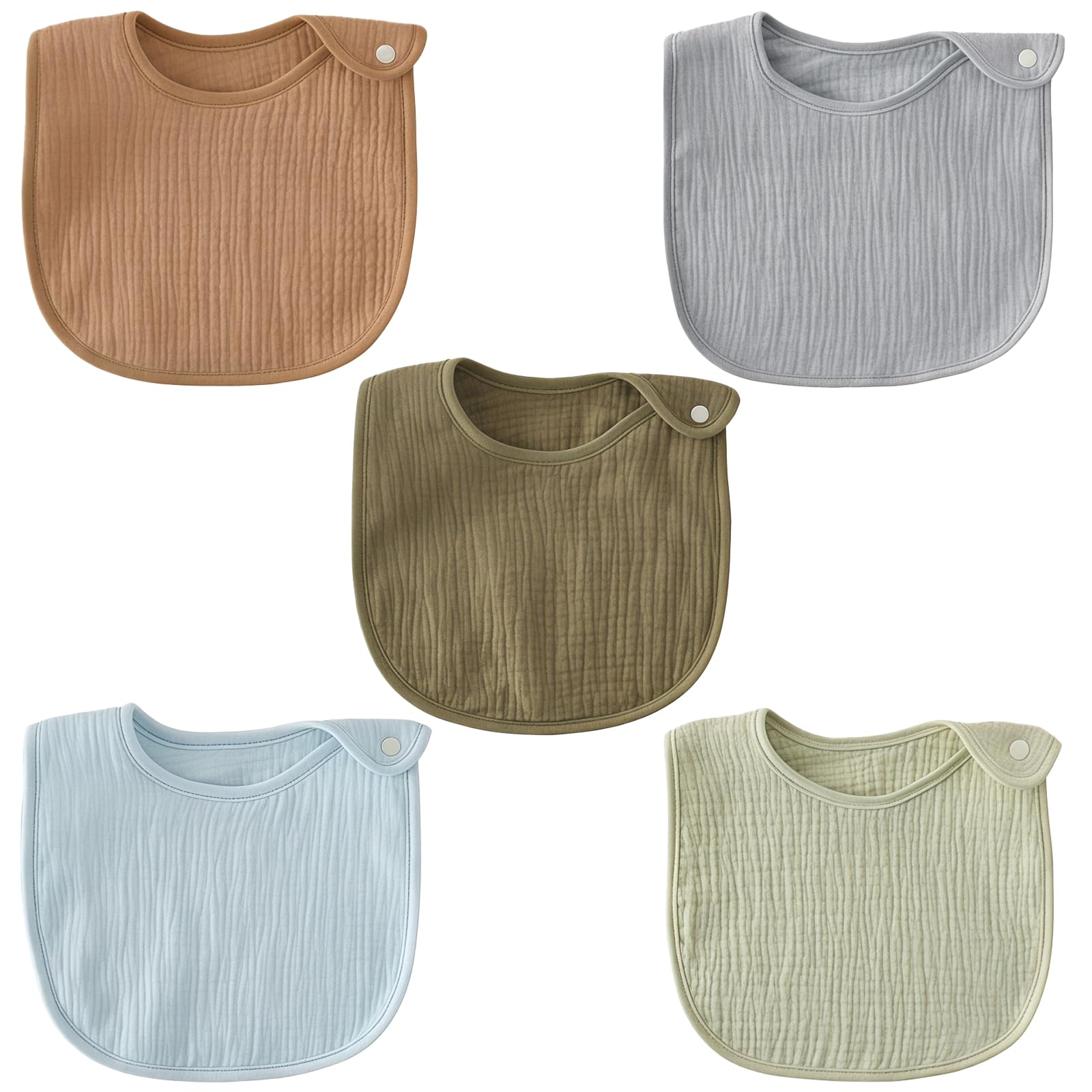 5 STK. wasserdichte Bandana-Lätzchen für Babys, weiche Baumwolle für Jungen und Mädchen, Verstellbarer Druckknopfverschluss, bequem und modisch, mit großer Abdeckung für Alltag und Mahlzeiten