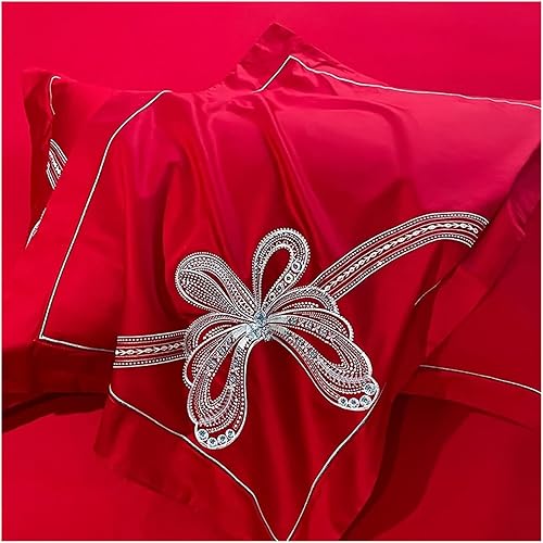 Miniatura 7 de WuDLi 100% Egyptian Cotton Luxury Butterfly Embroidery Bedding Set, Duvet Cover FlatFitted Bed Sheet Pillowcases,Soft Bedding