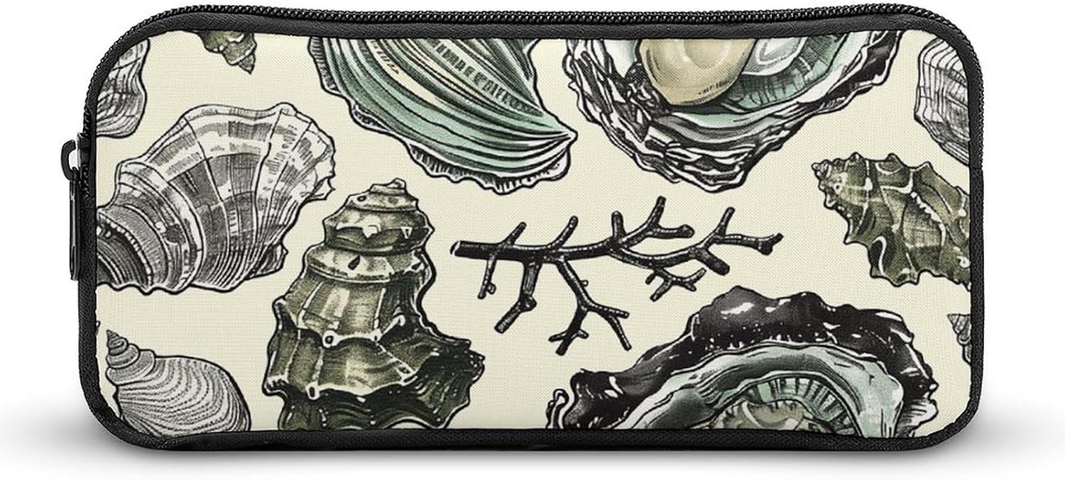 Oysters And Shells Pencil Case Large Capacity Pencil Pouch