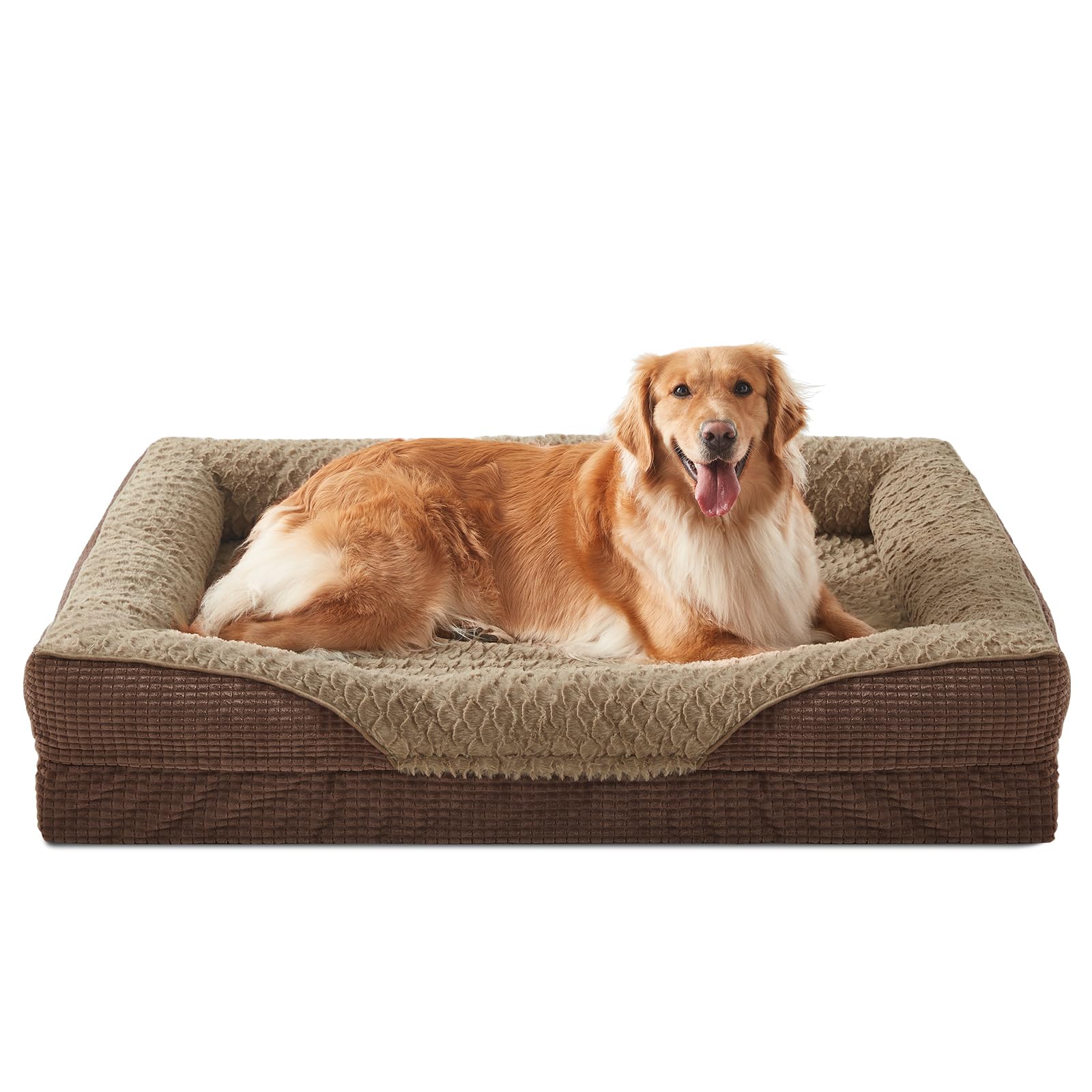 INVENHO Orthopedic Dog Beds Large Sized, XL Washable Egg-Crate Memory Foam Dog Couch with Washable Removable Cover, Waterproof Lining and Nonskid Bottom
