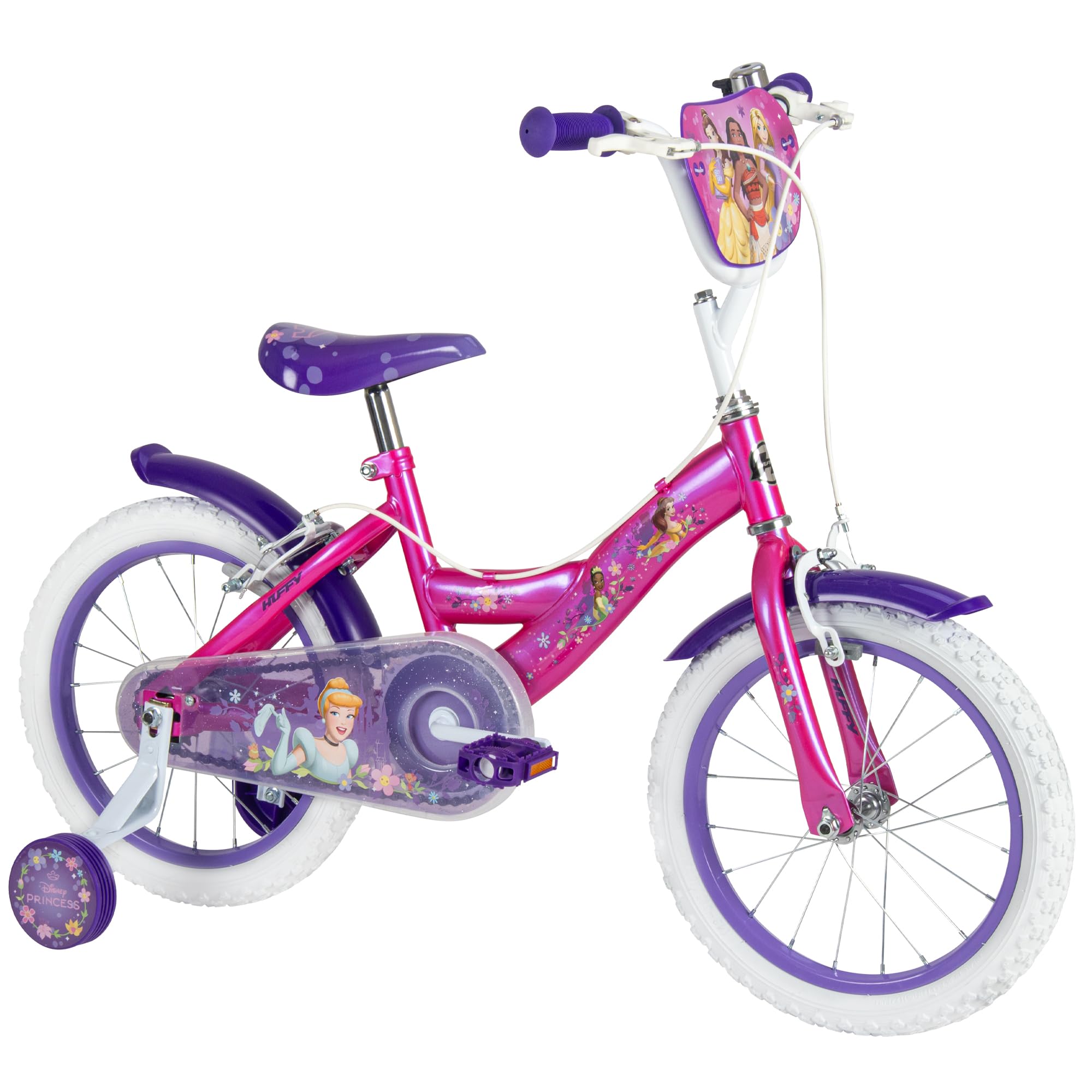 Huffy Disney Princess Bike Bicicleta infantil de 12 pulgadas, 14 pulgadas, 16 pulgadas, edad de 3 a 9 años, frenos de doble deslizamiento, ruedas estabilizadoras extraíbles, asiento ajustable, color