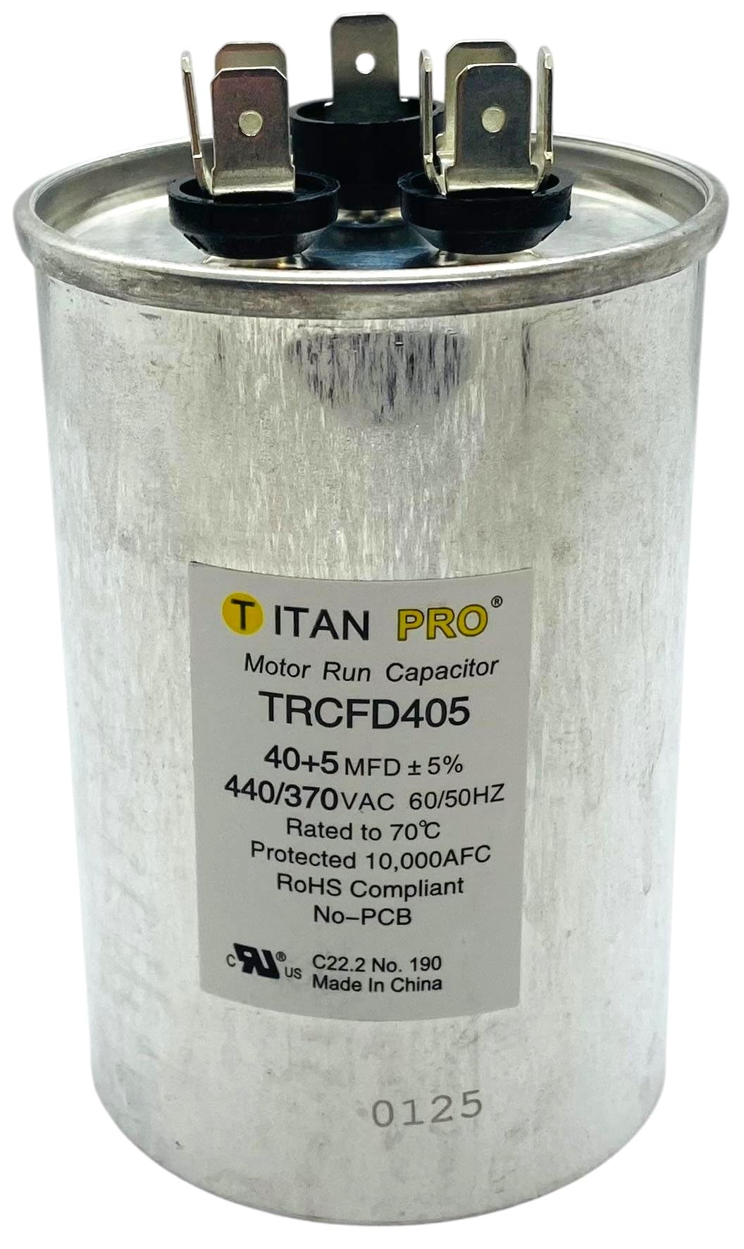 TITAN PRO TRCFD405 Condensador de motor redondo 4-13/16 pulgadas H