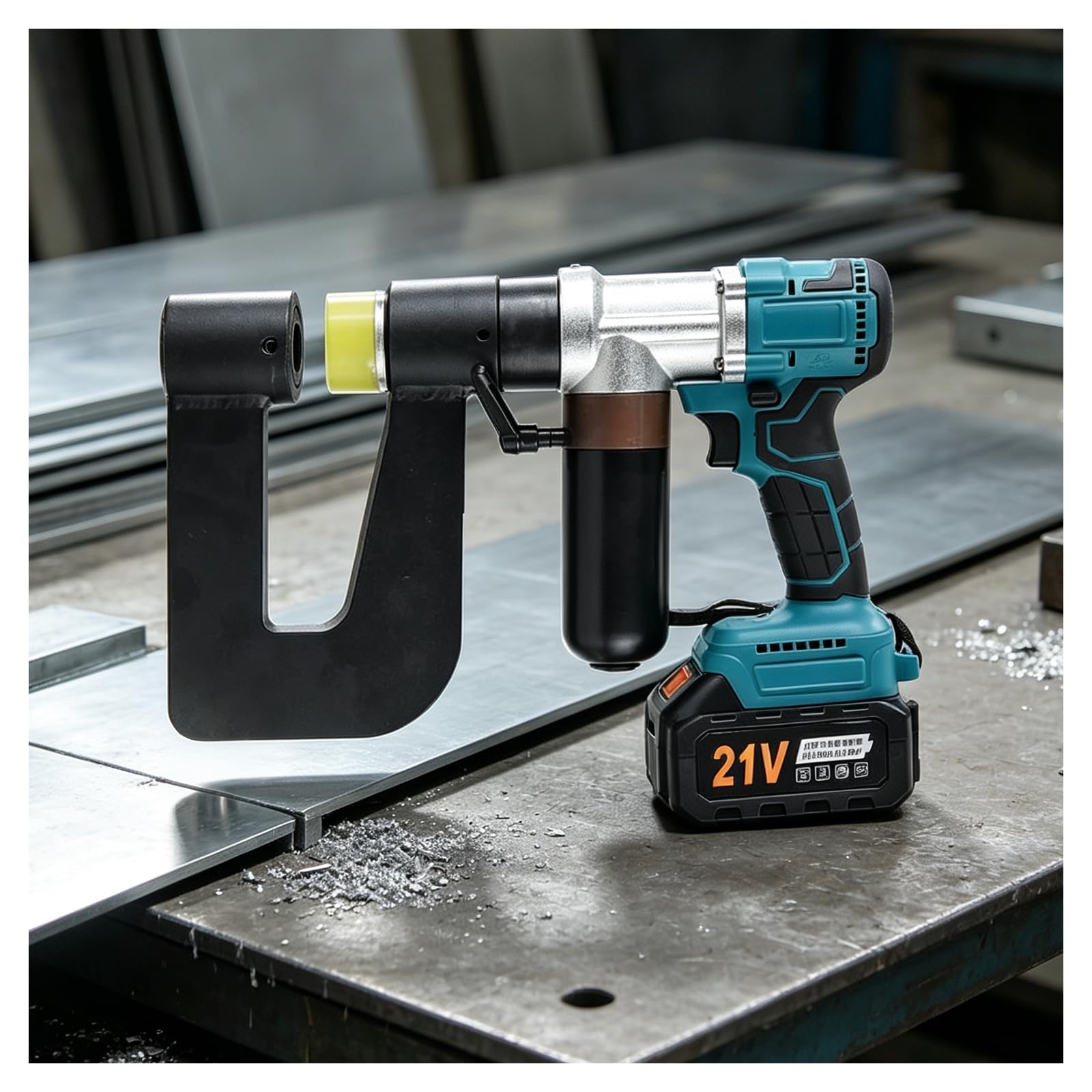 Punzonadora electrohidráulica, 6 Troqueles | Punzonadora hidráulica portátil para metal (Φ16–32 mm); adecuada para materiales como placas de hierro, cobre y aluminio.