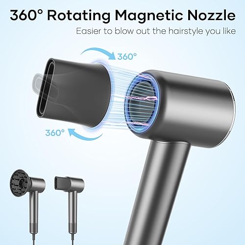 Miniatura 7 de Secador de pelo profesional, secador de pelo iónico negativo de 200 millones con motor sin escobillas de 110000 RPM, secador de pelo de alta