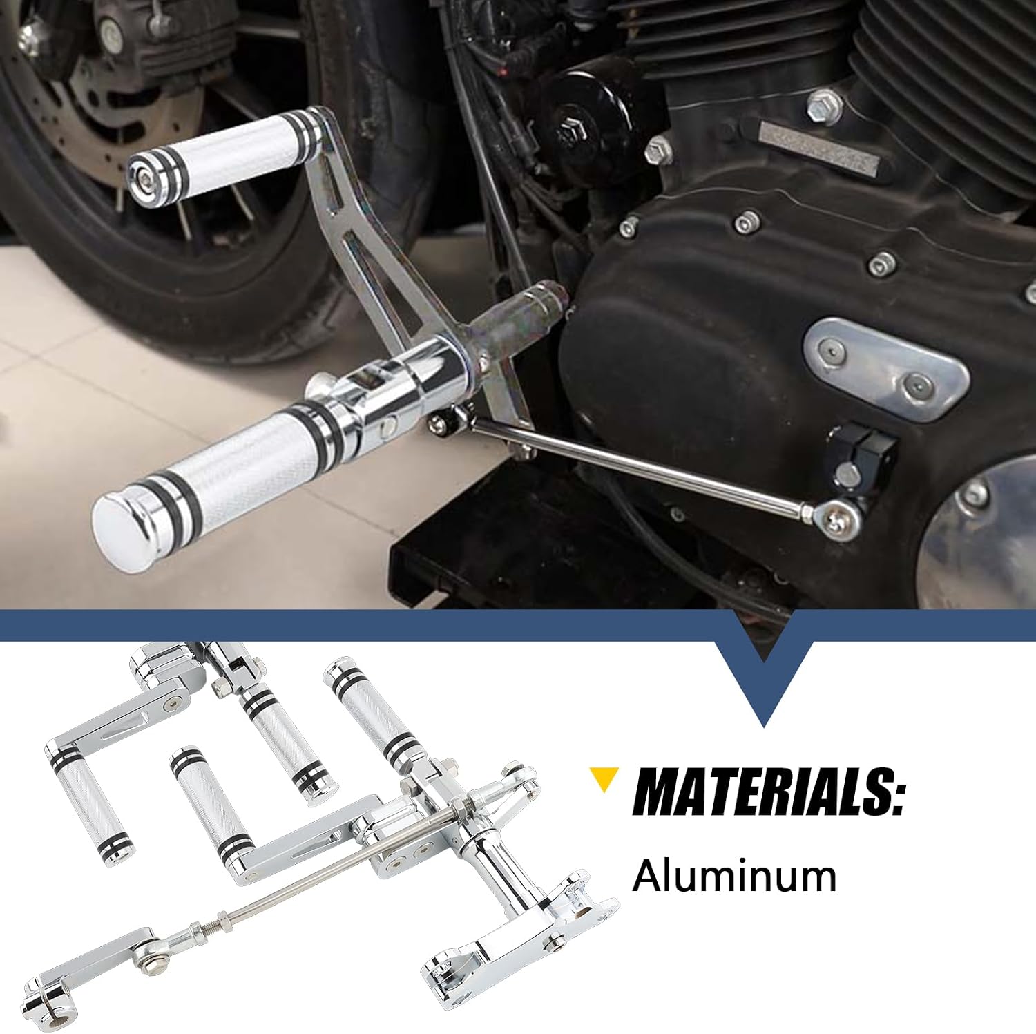 Forward Controls Foot Pegs Levers Linkages Kit Aluminum For Harley 1986-2003 Sportster XL 883 Deluxe 1100 1200 Sport (Chrome)