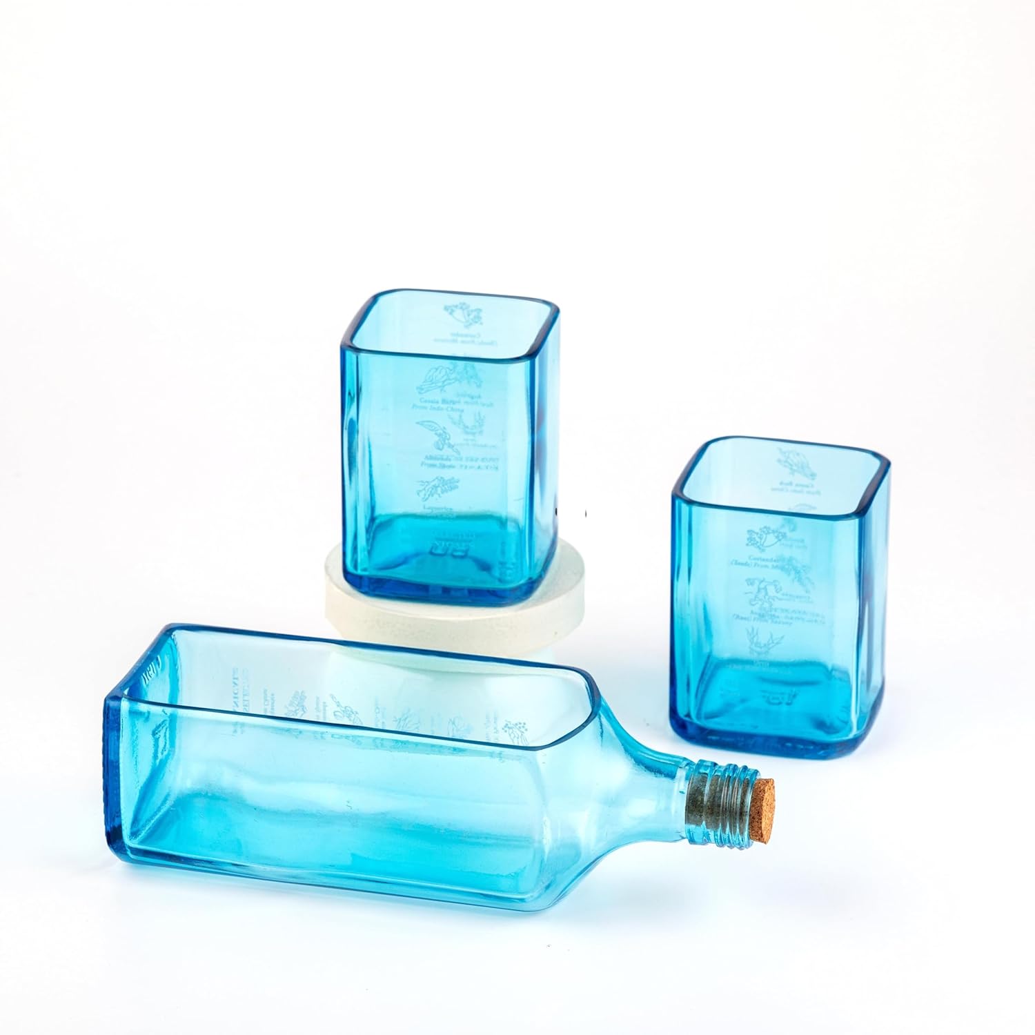 EXPENSIVE Bombay Sapphire Platter with Glasses for Drinking Beer Juice Whisky Cocktail Bar Glasses (Pack of 3), 350 ml