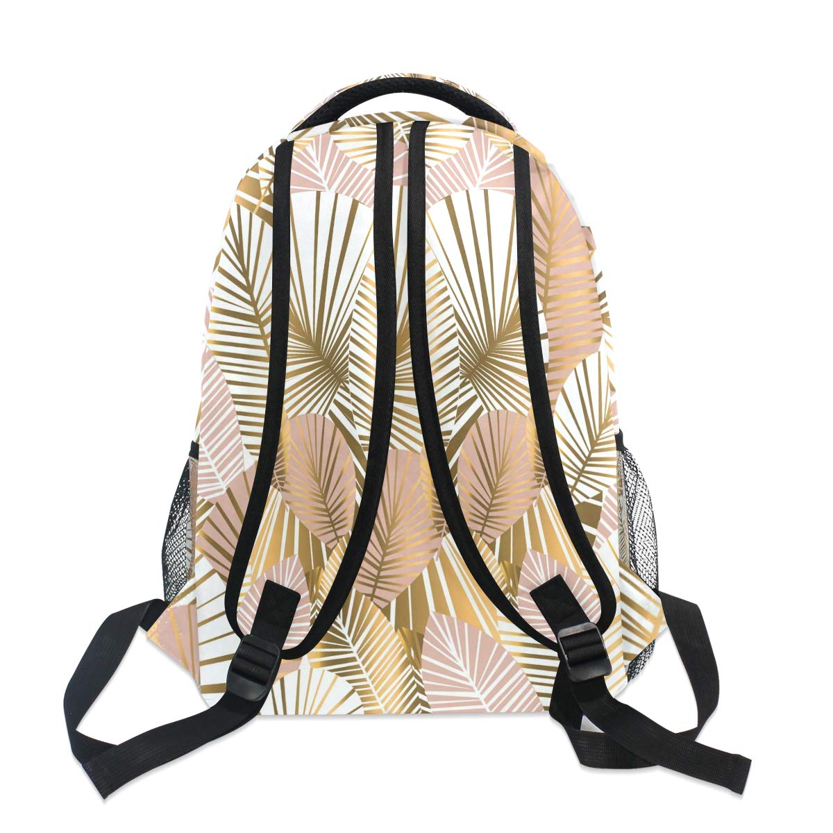 Mnsruu Sac à Dos d'école de congé Tropical doré pour garçon, Fille, Sac de Voyage, Sac de Voyage, Cartable, Taille unique