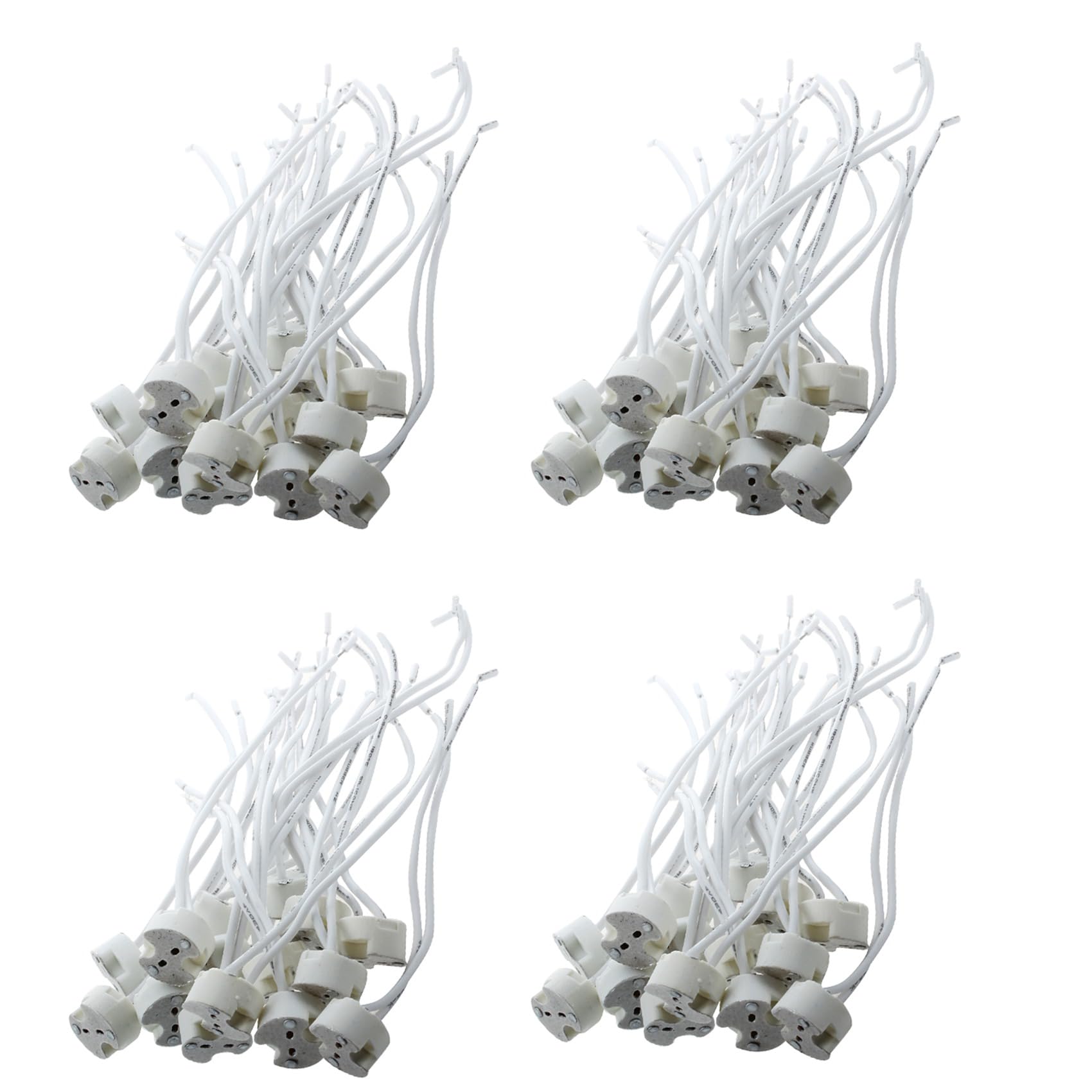 Hndhbfgrt 60 Pcs White MR16 GU5.3 Ceramic Base Socket LED Light Lamp Holder
