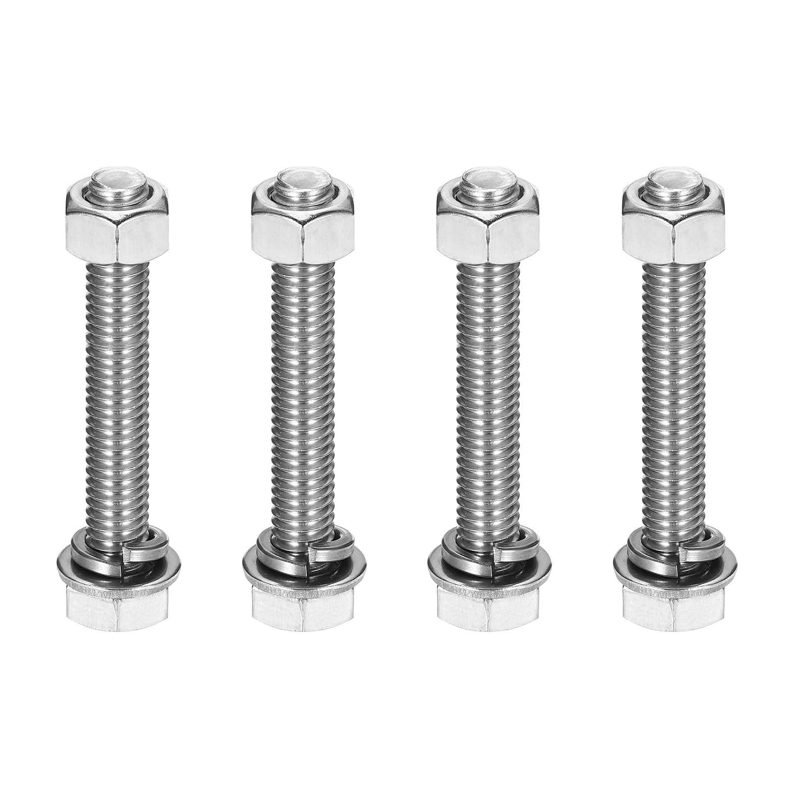 Mandouer M10x120mm Hex Head Bolts and Nuts Kit with Washers, SS304, 4 Sets