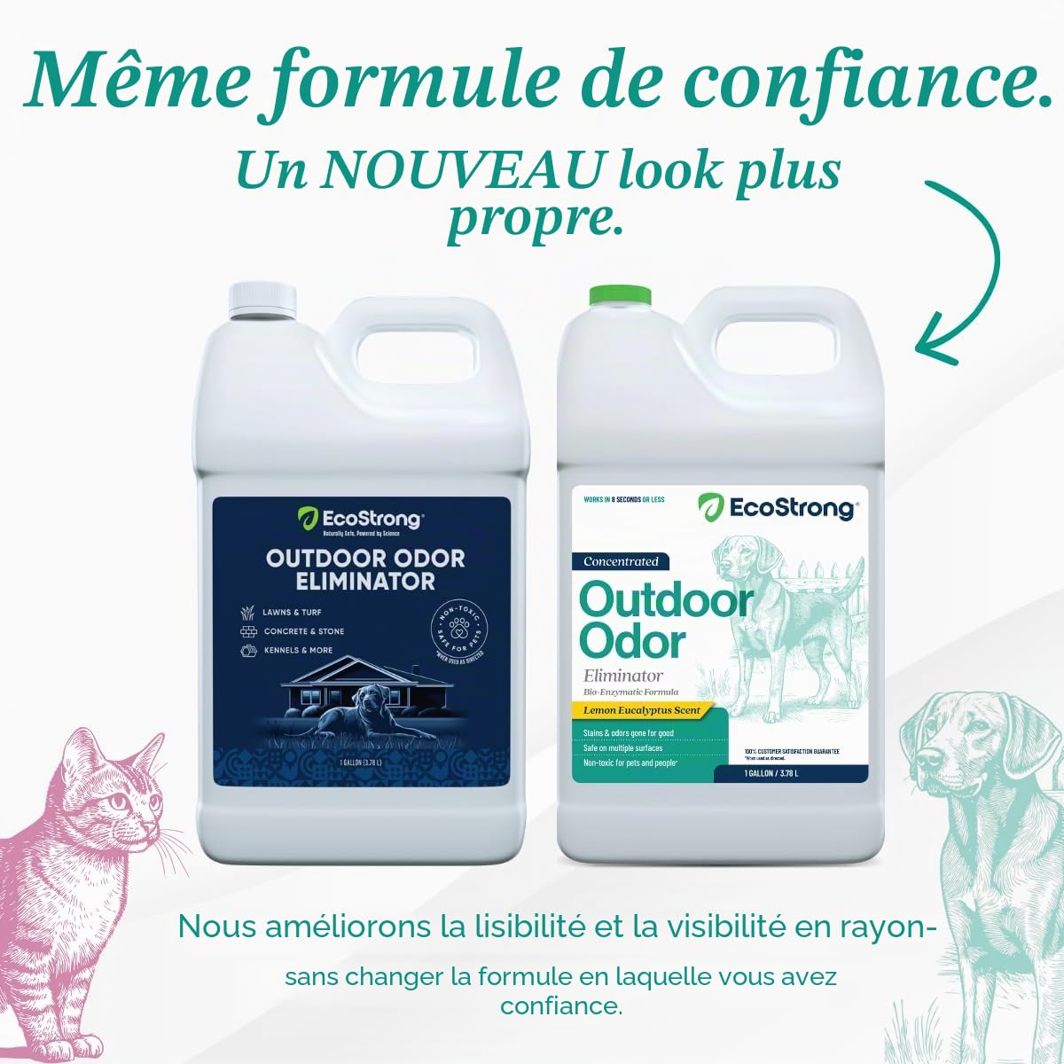 Eco Strong Éliminateur d'odeurs d'extérieur pour urine de chien, chat et animal | Force professionnelle pour cours, gazon, niches, patios et terrasses (3,6 l)