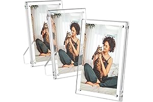 AITEE 4x6 Acrylic Picture Frames 3 Pack, Clear Picture Frames with Stand,...