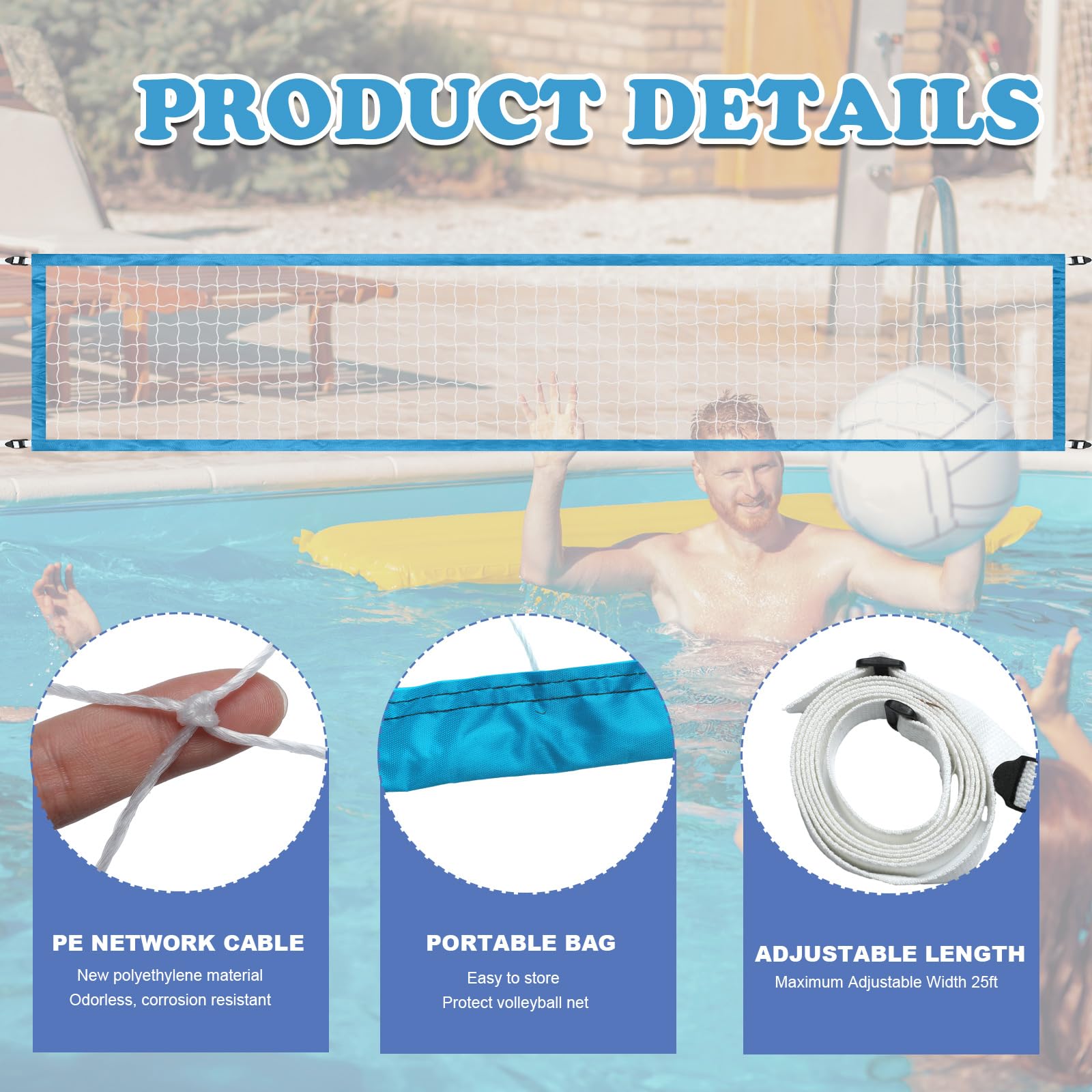 ShinyRelief Pool Volleyball Net Replacement 15 x 2.95 ft Volleyball Net