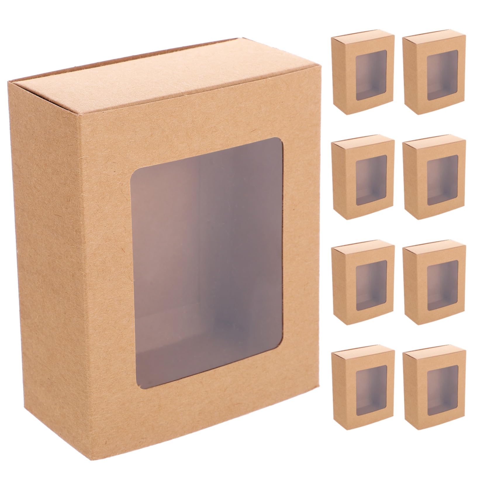 Abaodam 10 pezzi Scatole Regalo in Carta Kraft Finestra Trasparente in PVC Design Scorrevole per Conservazione Cioccolatini e Piccoli Dolci per Feste e Matrimoni