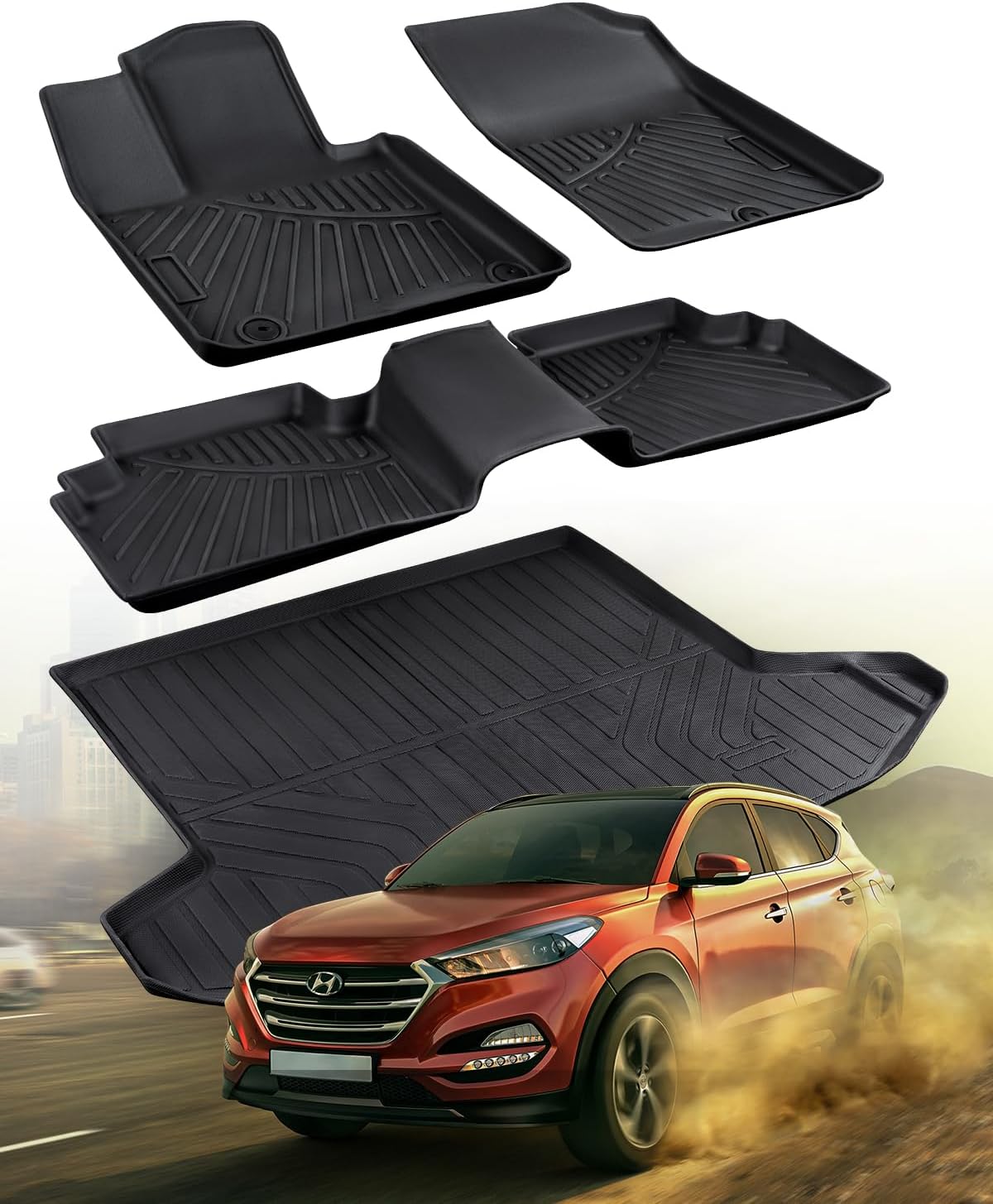 CreekT All Weather Floor mats & Trunk mat for Hyundai Tucson 2022 2023 ...