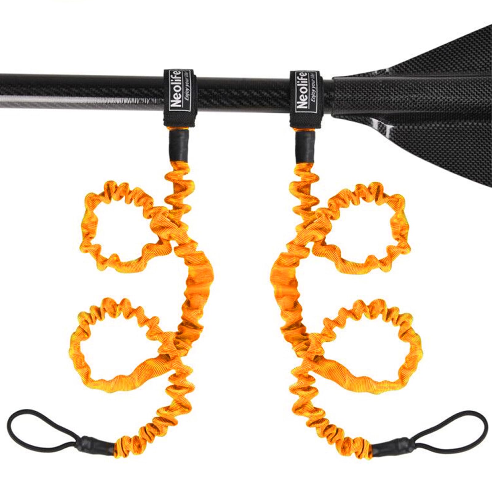 WONITAGO Stretchable Kayak Paddle Leash, Coiled Rod Leash Tool Lanyard for Kayak and SUP Paddles, Fishing Poles Rods，Orange 2 Pack