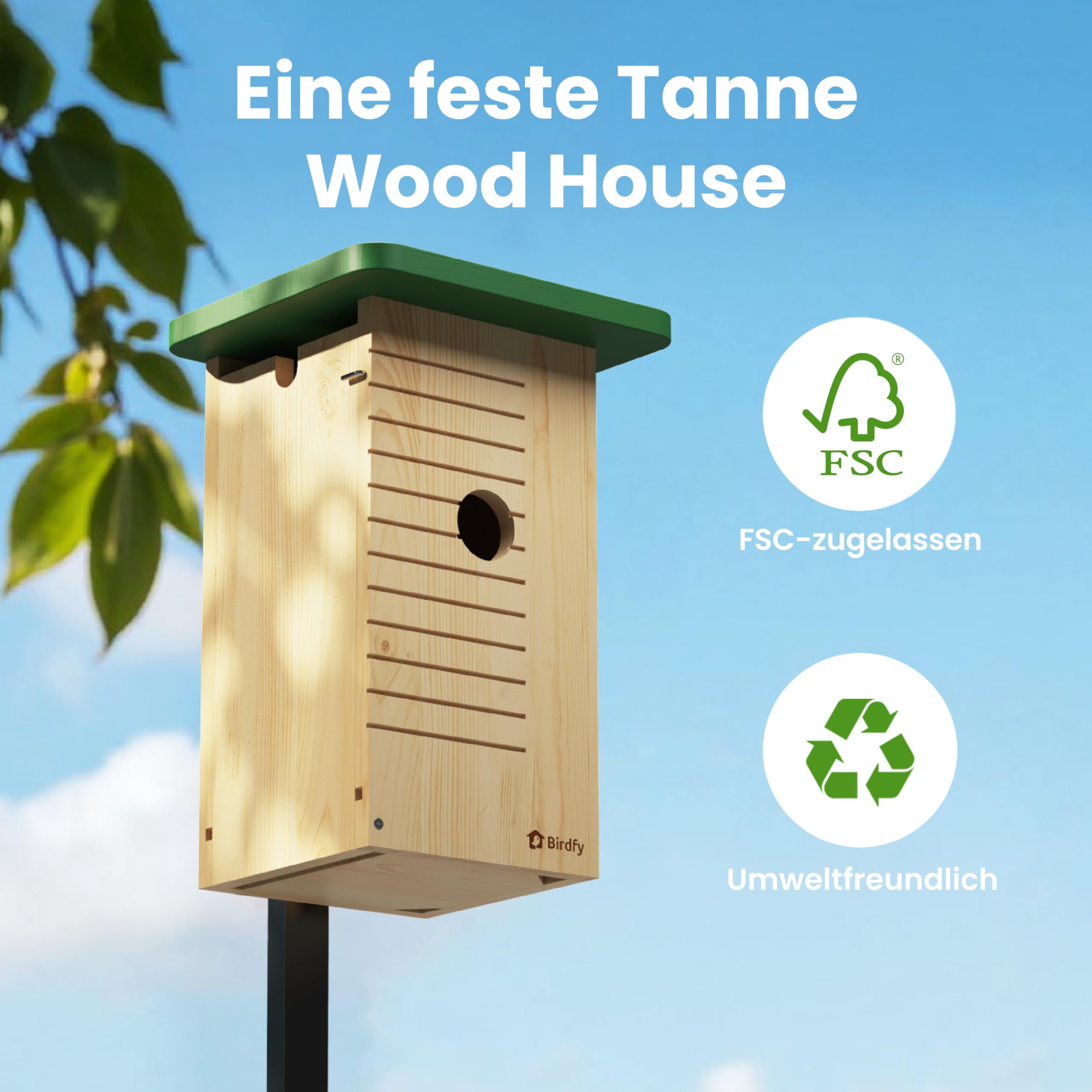 Birdfy Vogelhaus mit Kamera Solar, 1080P FHD Live-View, Echtzeitbeobachtung des Nestbaus und der Brut von Vögeln,Nistkasten mit Kamera, 5200mAh Akku, KI - Ident Vogelfreunde