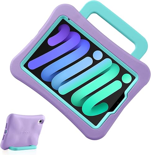 Miniatura 13 de Funda para niños para iPad mini 7 (A17 Pro) 2024/iPad Mini6 2021, ligera, resistente, a prueba de golpes, a prueba de caídas con asa/soporte, funda