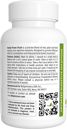 Miniatura 2 de BIOptimizers Herbal Power Flush - Limpieza digestiva extra fuerte - Elimina toxinas mejora la digestión intestinal - Alivio de molestias hinchazón