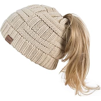 knitted hat with hole on top