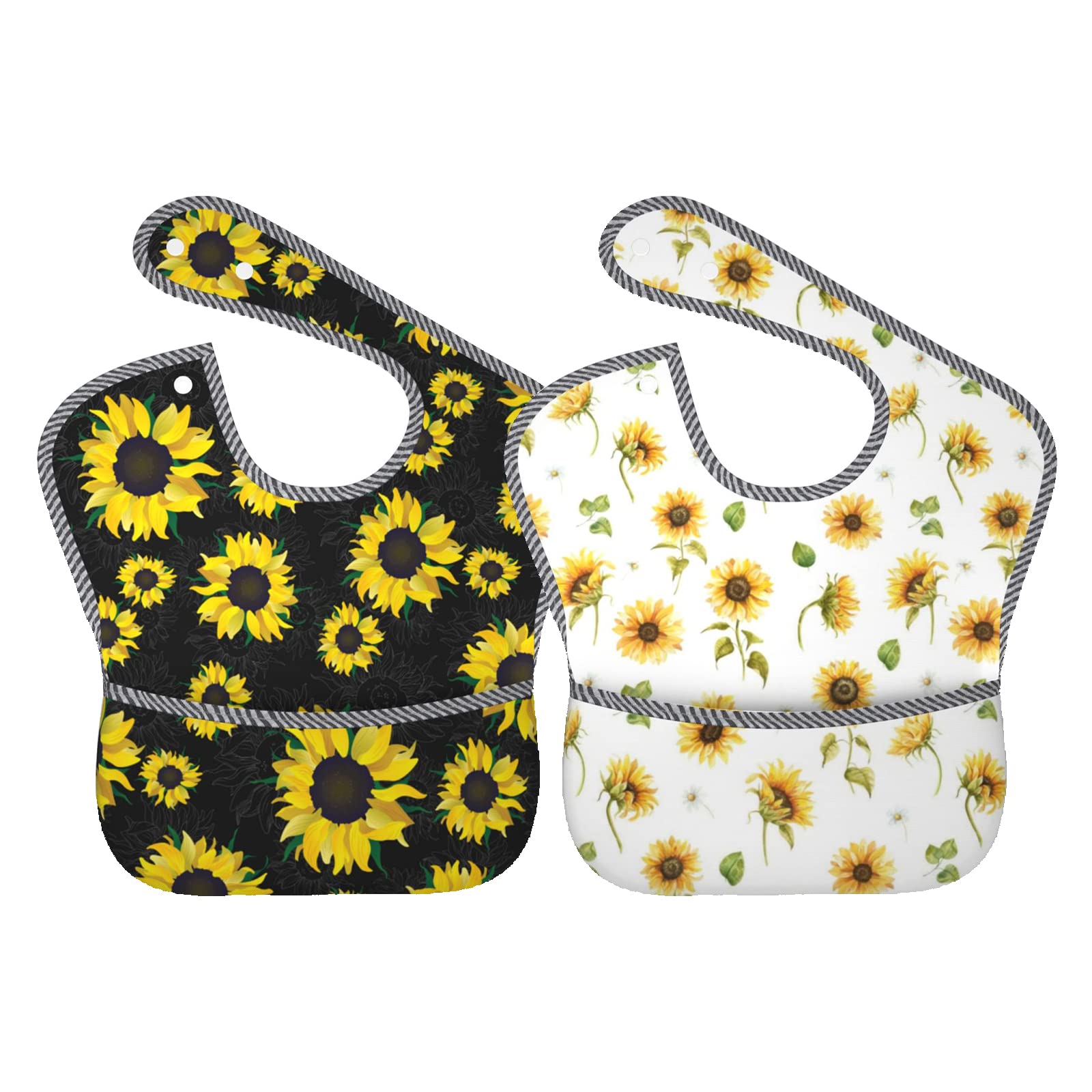 Qwalnely Cute Bibs 2Packs for 6-24 Months Washable Fabric Waterproof