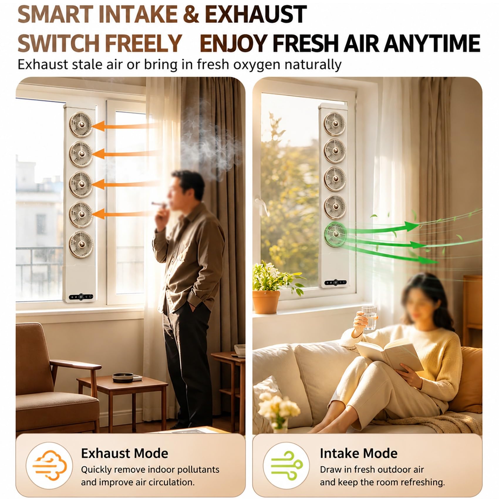 Ventilador Vertical Silencioso Ventanas Corredizas No Requiere Perforación