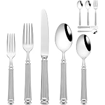 45 Pieces Heavy Silverware with Serving Utensils, 18/10 Flatware Set for 8 | Forged Stainless Steel Flatware, Modern Luxury Silverware Dishwasher Safe, Heavy Weight Silverware Set