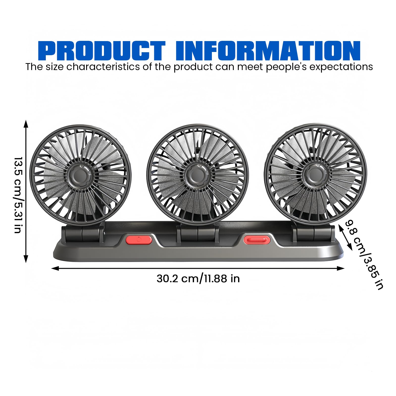 BORDEAG Ventilatore Elettrico Per Auto USB, ventilatore per sedile posteriore, ventola di rotazione a 360°, ventilatore da 12 V, ventilatore per auto, per camion Van Suv Rv