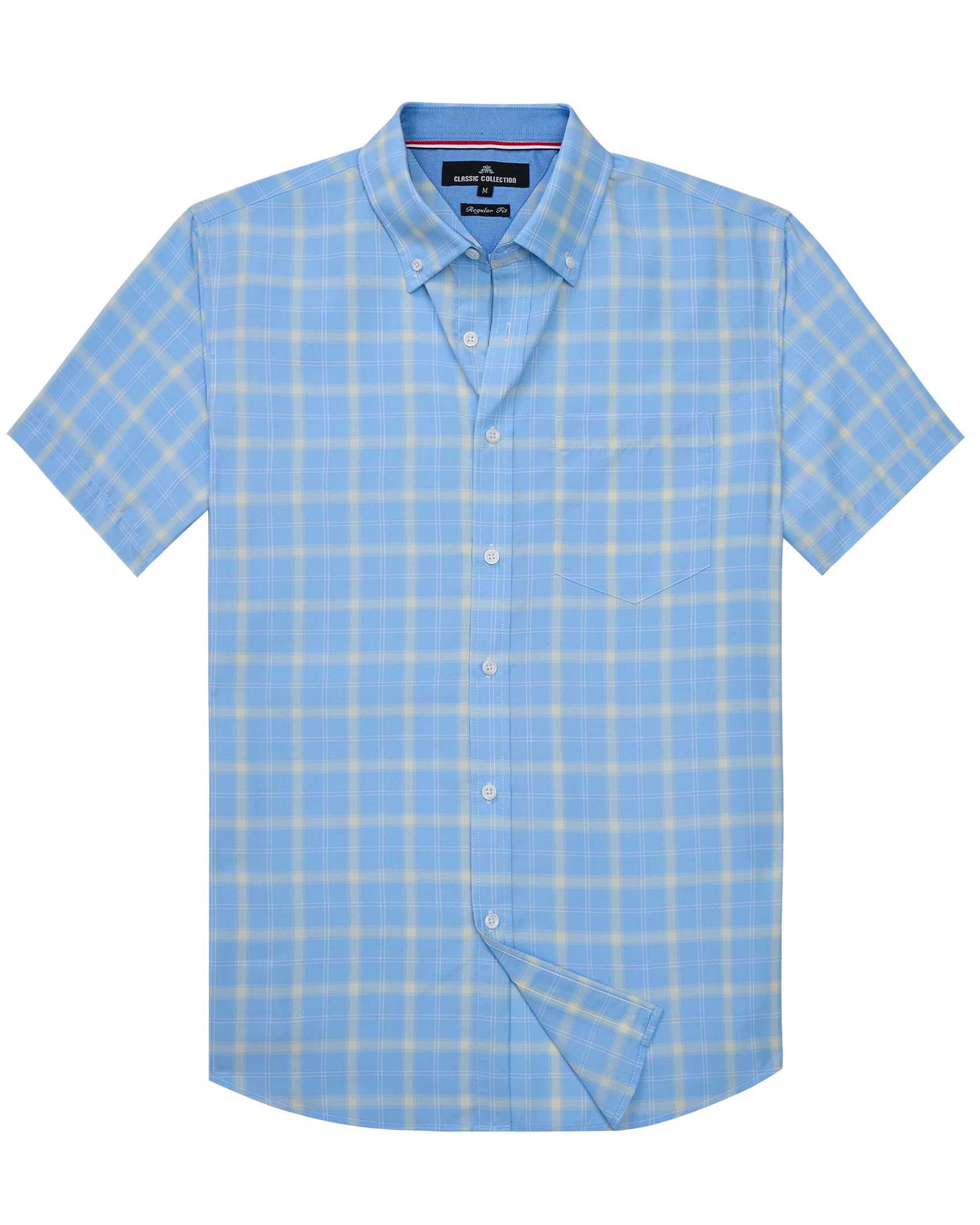 Alimens &amp; Gentle Plaid Mens Short Sleeve Button Down Shirts with Pocket