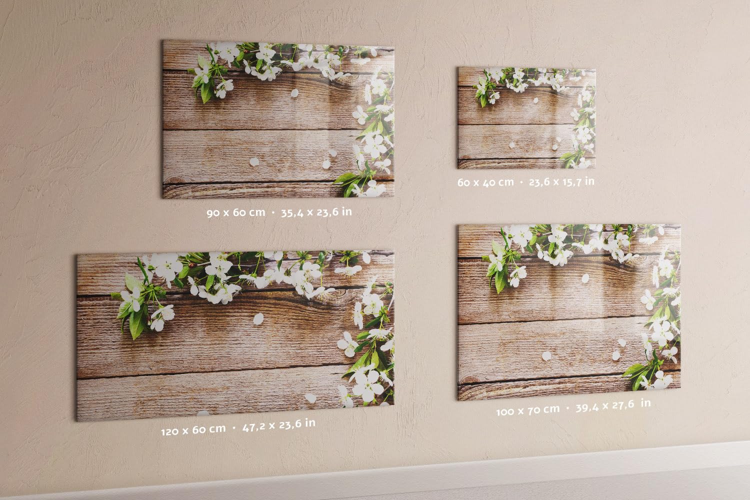 Beschreibbare Glas-Magnettafel 100x70 cm Blumen auf Holz Schwarzer Stift
