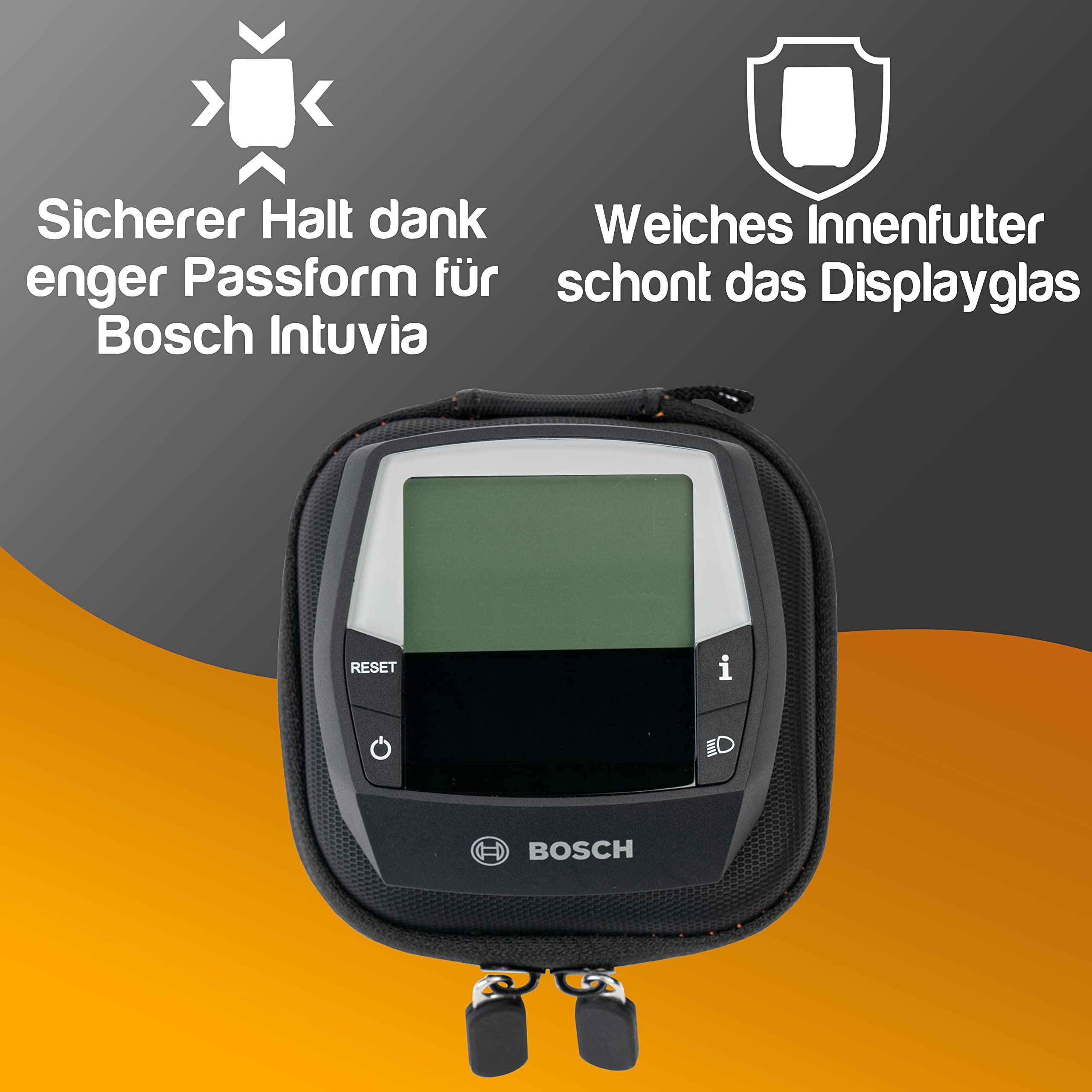 Besudo Bosch Intuvia Protection D'écran Avec étui De Protection En Néoprène Pour Unité De Commande Bosch Intuvia - 100 % Transparent Et étanche - Housse De Protection Avec Mousqueton-B