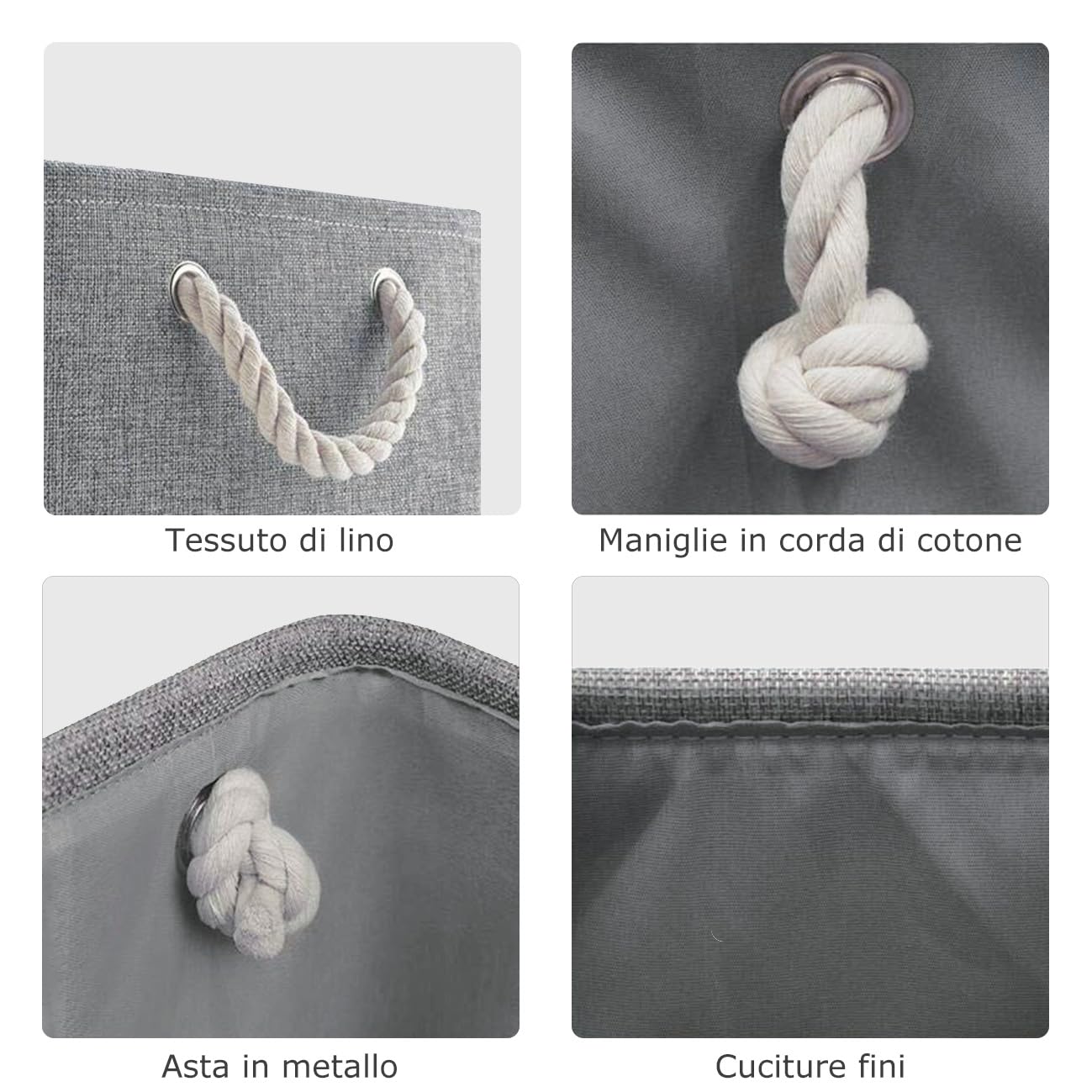 Mangata Scatola portaoggetti pieghevole in tela, cesto portaoggetti pieghevole per armadio e scaffale (Grigio, L - 4 Pack)