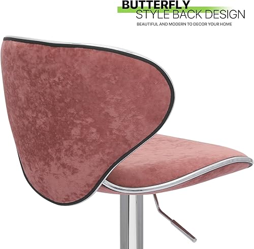 Miniatura 5 de Magshion Juego de 4 taburetes de bar giratorios tapizados de terciopelo para mostrador de comedor