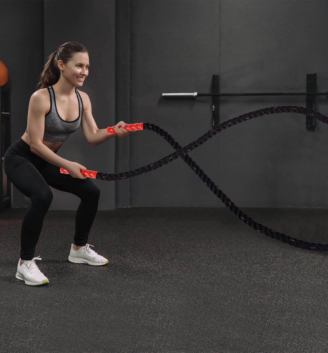 Ultrasport Battle Rope, diamètre 3,8 cm, corde d’entraînement de haute qualité pour l’endurance de force et le développement musculaire, pour un entraînement complet du corps et un functional training