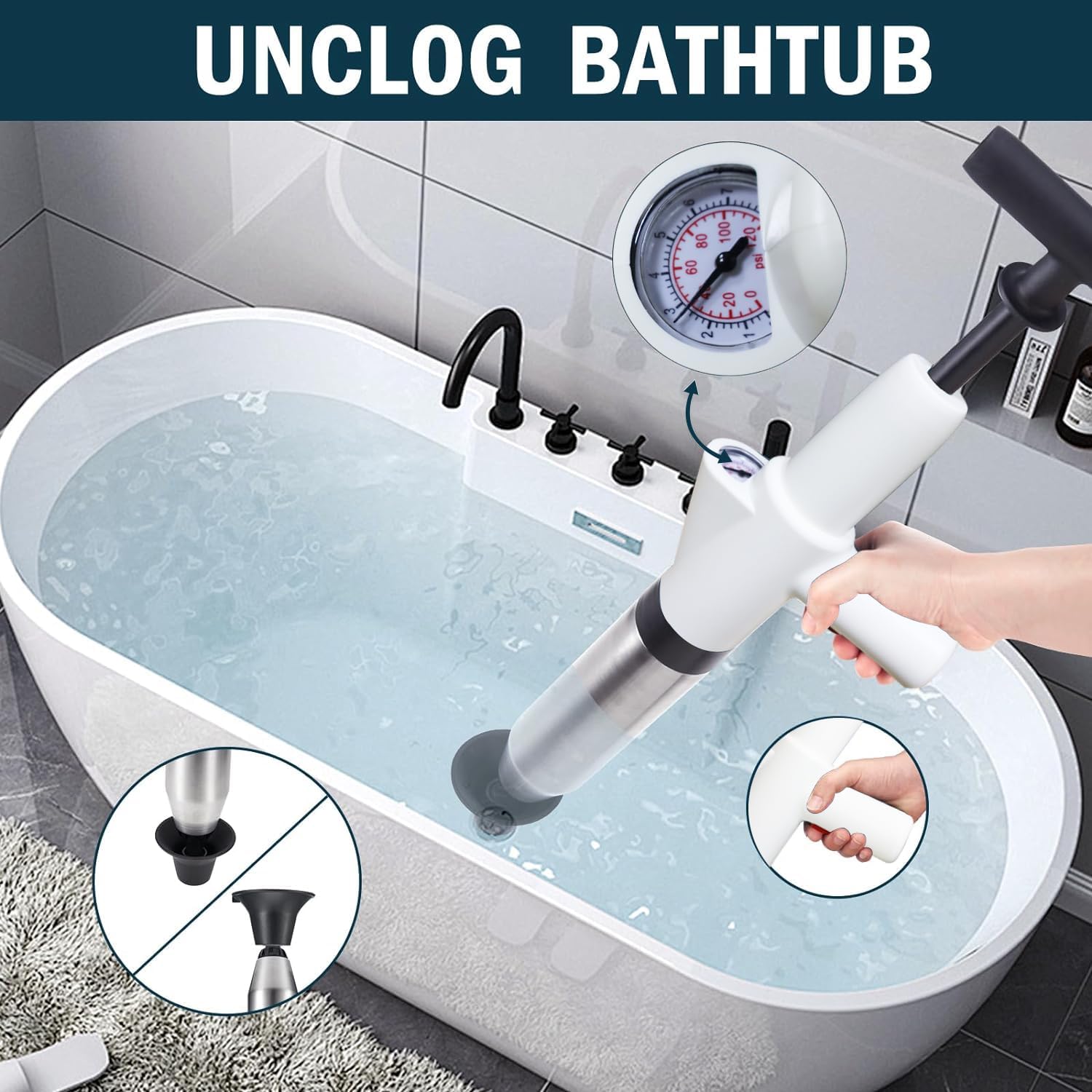 Heavy Duty Toilet Plunger - High Pressure Plunge Blaster for Clogged Drains, Bathroom & Sink