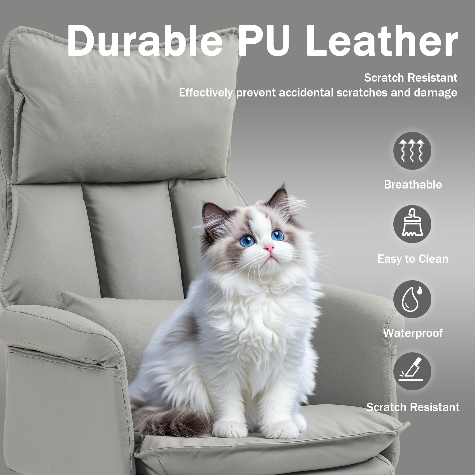 Home Office Desk Chairs Executive Office Chair 155 Reclining Office Chair with Footrest Leather High Back Comfy Computer — view 4