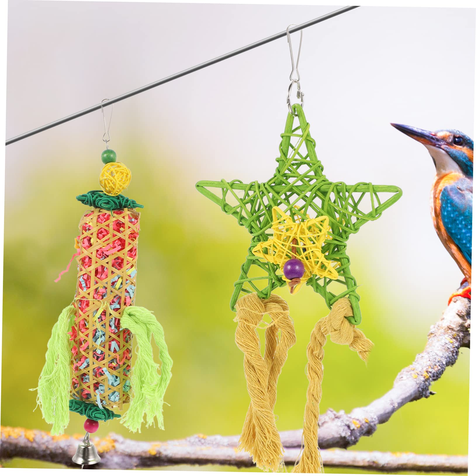 POPETPOP 9piezas Juguetes Colgantes para Aves De Juguetes Masticables para Periquitos Accesorios para Jaula De Aves para Desarrollo De Habilidades y Coordinación