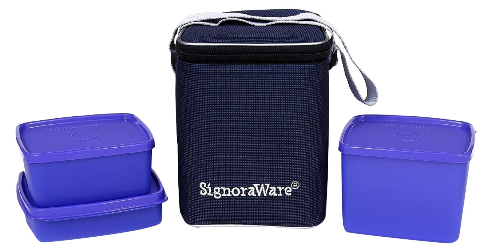 Signoraware Director Special Medium Lunch Box with Bag, Violet