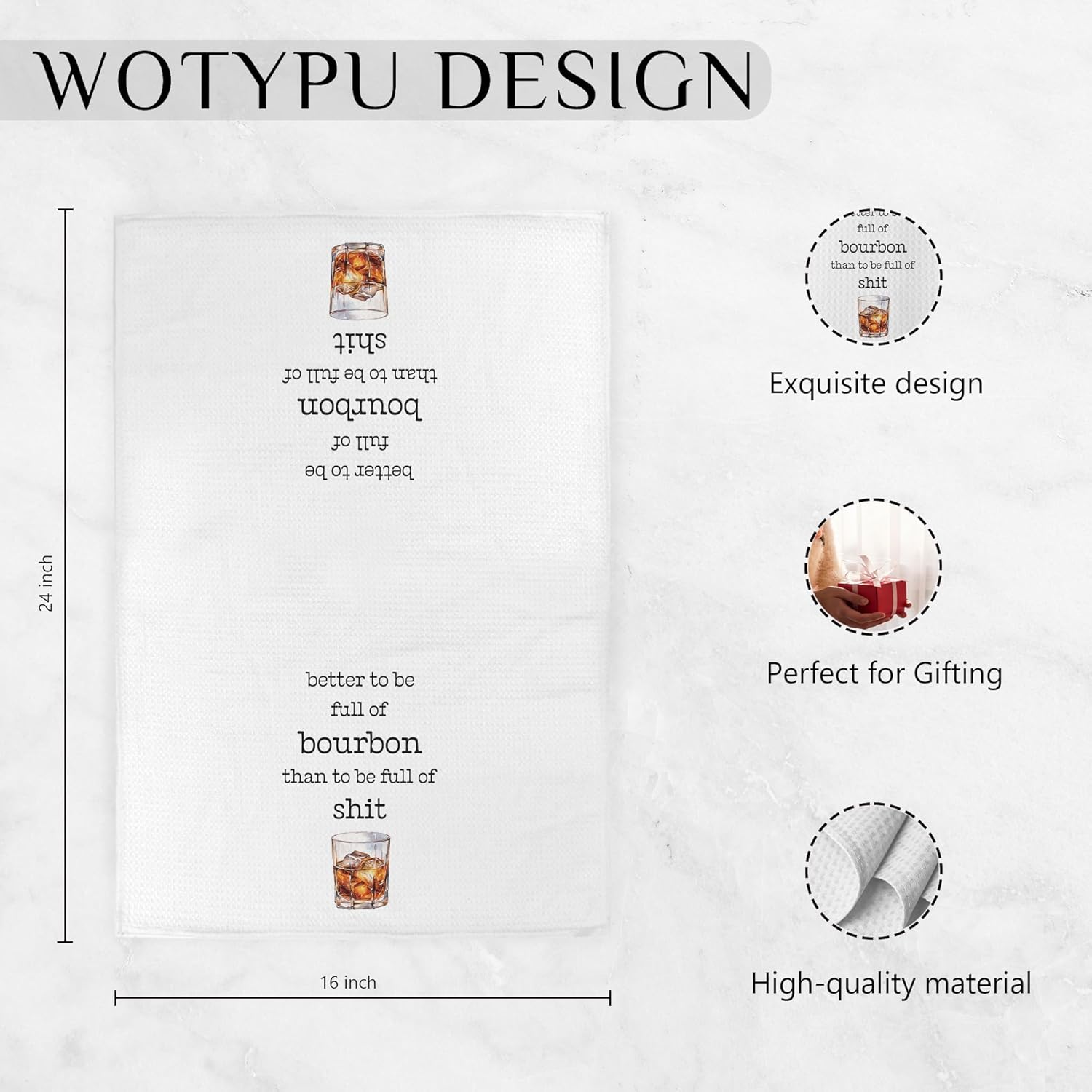 Bourbon Gifts Kitchen Bar Towels, Bourbon Gifts for Women Men Dish Tea Towel, Whiskey Lover Gifts Decorative Hand Towels for Kitchen Bar Cart Decor, 16x24 Inch - Image 6