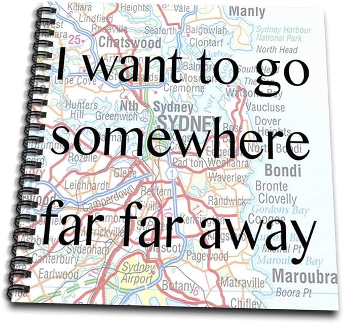 Amazon Com 3drose Db 2 I Want To Go Somewhere Far Far Away Map Sydney Travel Memory Book 12 By 12 Inch Office Products