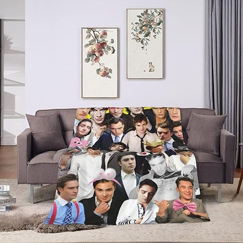 Miniatura 8 de Manta Chuck Bass Ed Westwick suave y cómoda de lana polar para sofá, oficina, coche, camping, yoga, viajes, decoración del hogar, acogedora manta de