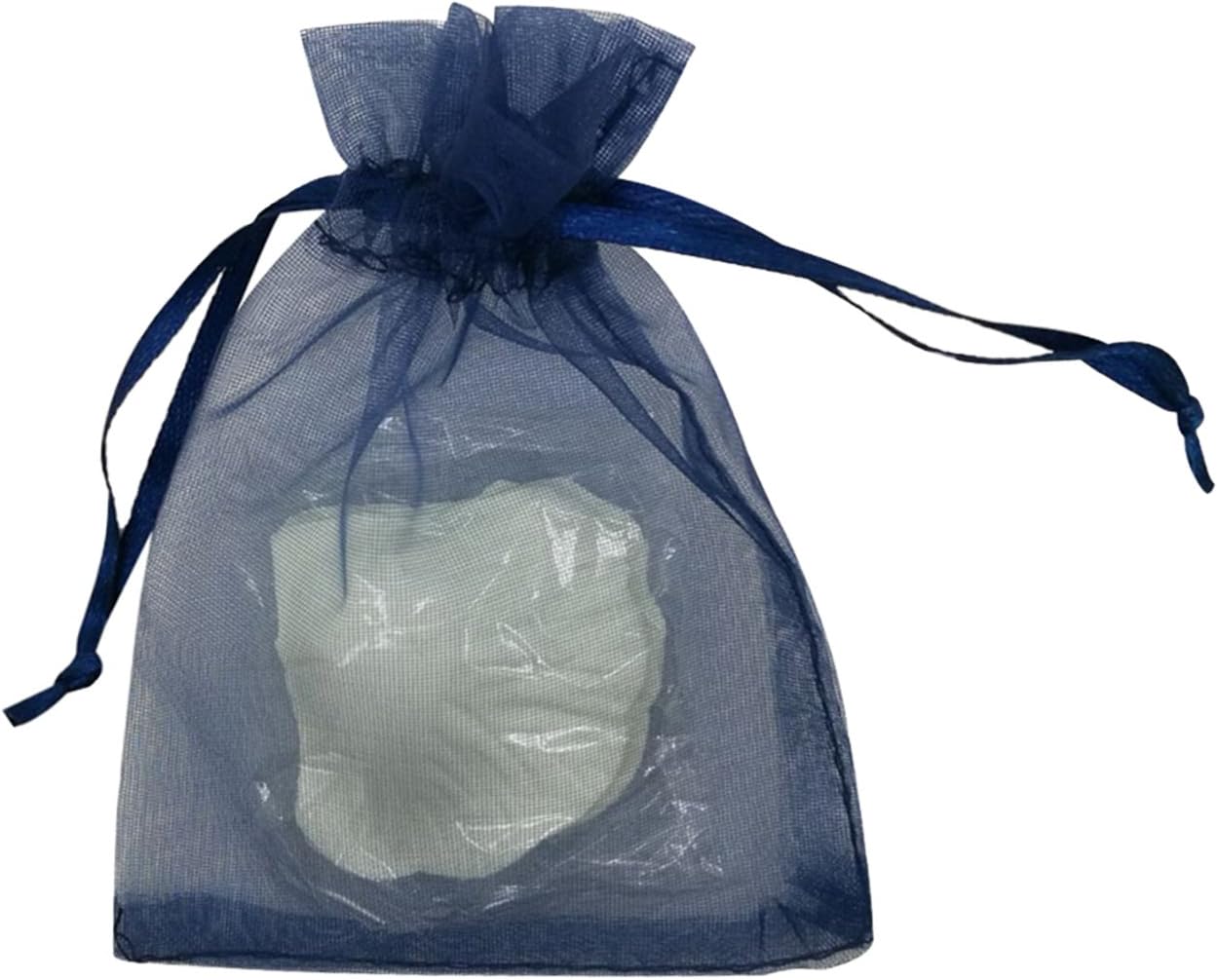 SUNGULF 100pcs Organza Pouch Bag Drawstring 4"x5" Strong Gift Candy Bag Jewelry Party Wedding Favor (Navy Blue)