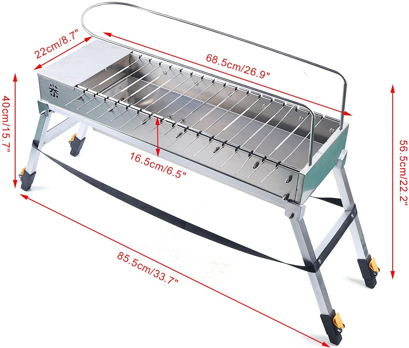 Electric Rotating Grill Outdoor Electric Charcoal Grill Portable SS304 Stainless Steel Rotisserie BBQ Grill for Camping Foldable, Automatic Flip,USB Cable(Speed 10RPM)