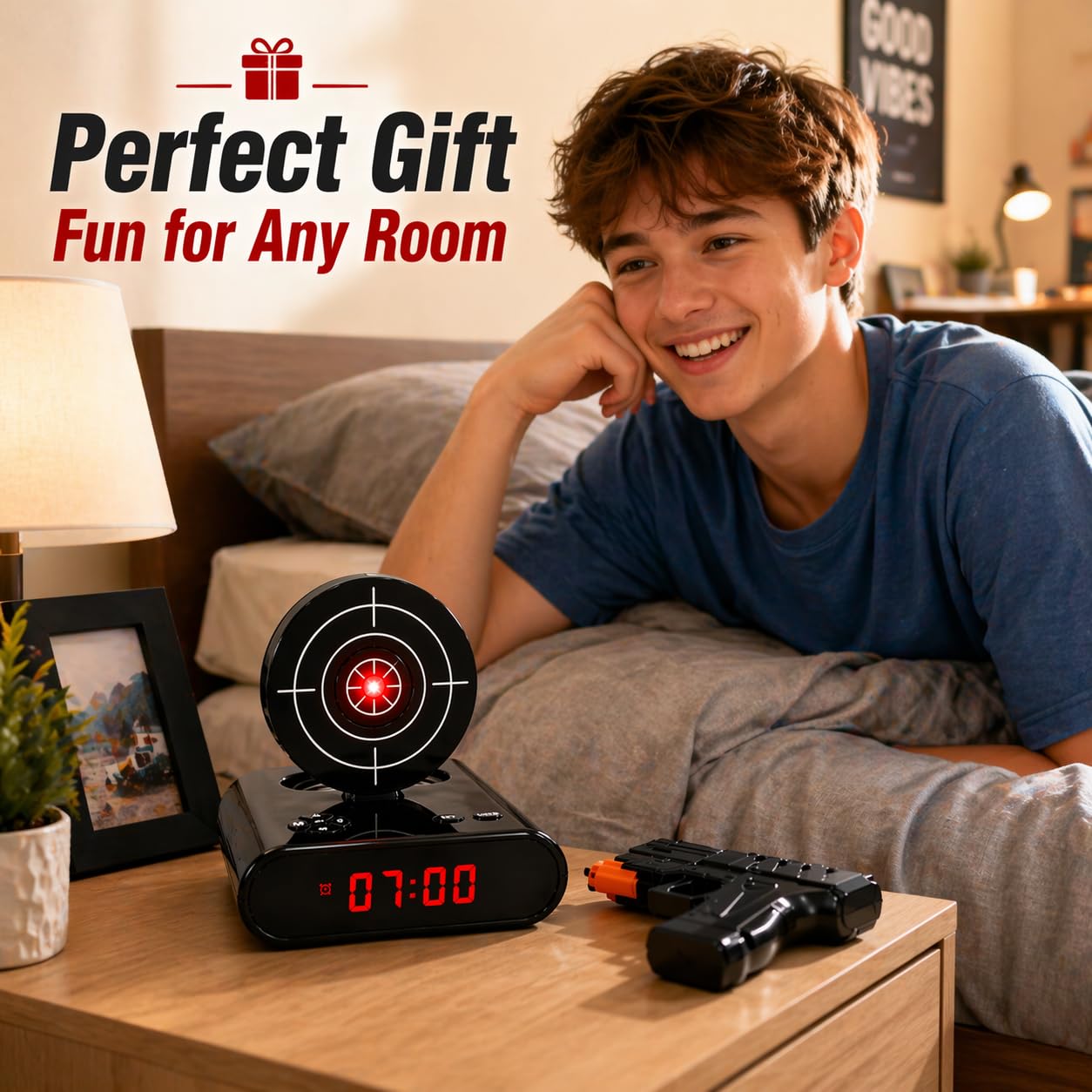 Interactive Target Alarm Clock Game, Wake Up Game Alarm Clock for Heavy Sleepers, LED Digital Display with Voice Recording & Custom Ringtones, Fun Gift for Teens & Adults (Black)